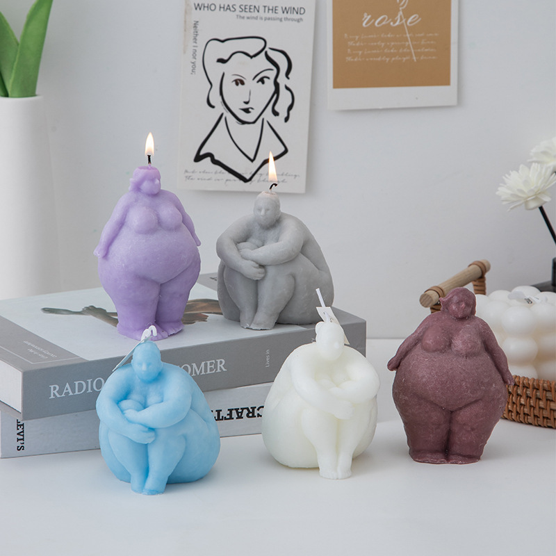 Soap Making At Home - 3D 뚱뚱한 여자/남자 초상화 양초 실리콘