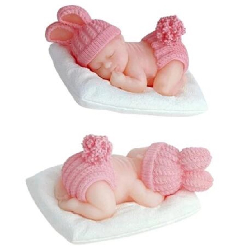 Soap Making Kit For Kids - 3D 수면 아기 촛불 실리콘 금형