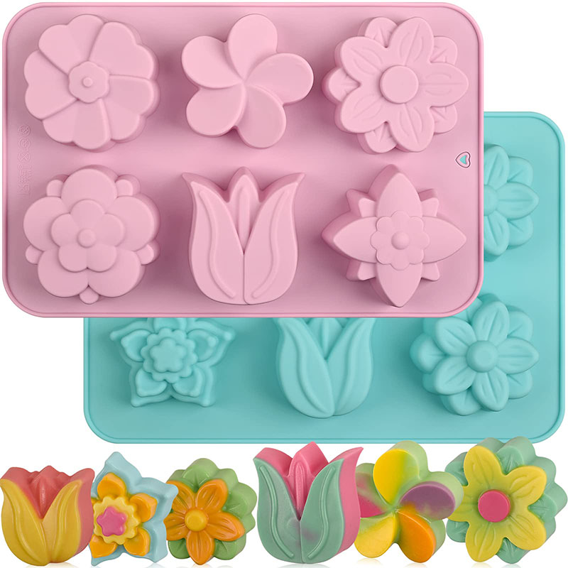 Soap Making Websites - 실리콘 꽃 케이크 금형 6 캐비티