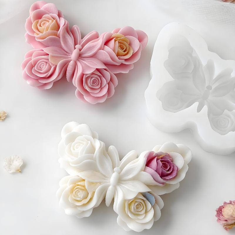 Soap Making Ideas - DIY 장미 나비 모양 실리콘 몰드