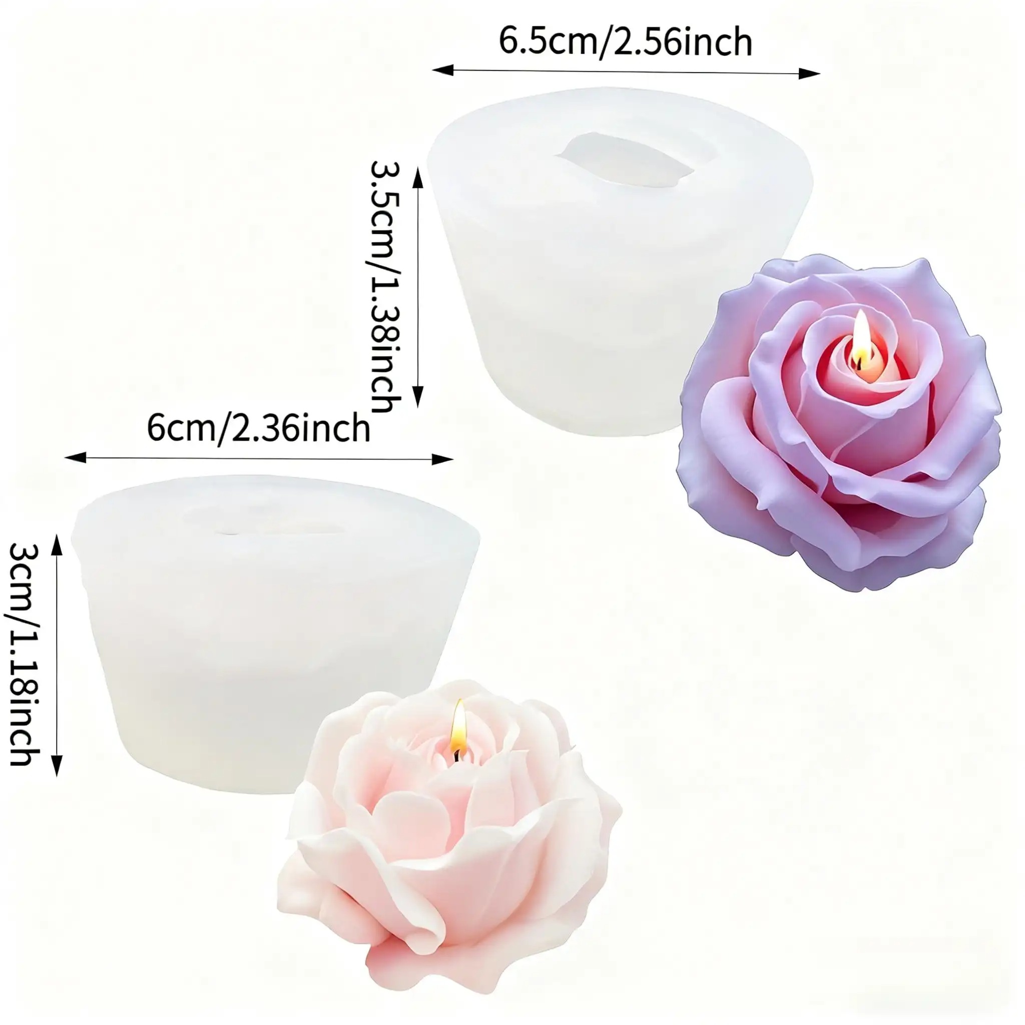 2개입 로맨틱 3D 장미 실리콘 캔들 몰드 - 재사용  - Soap Making Ideas 리뷰 및 가격