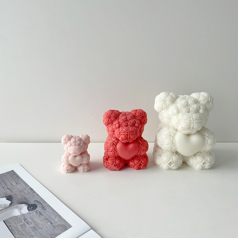 발렌타인 데이 사랑 장미 곰 3D 촛불 실리콘 금형 D - Soap Making At Home 리뷰 및 가격