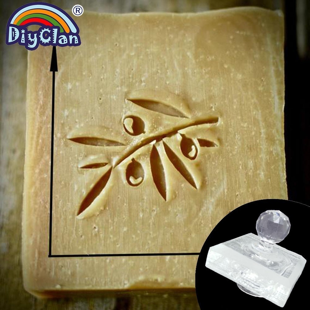 손잡이가 있는 올리브 패턴 수제 비누 스탬프, 투명 D - Soap Making Websites 리뷰 및 가격