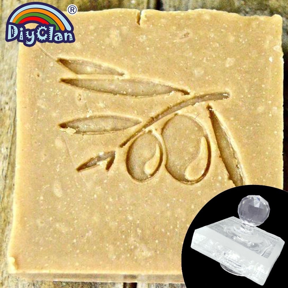 손잡이가 있는 올리브 패턴 수제 비누 스탬프, 투명 D - Soap Making Websites 리뷰 및 가격