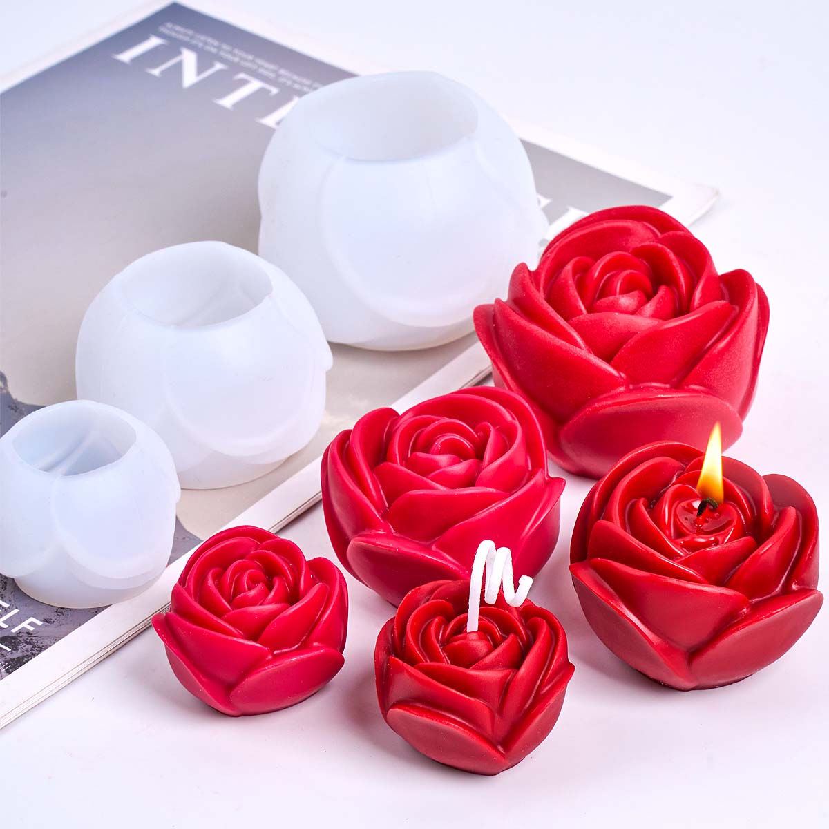 3D 꽃 모양 실리콘 양초 금형 DIY 로맨틱 로즈 아 - Soap Making Essentials 리뷰 및 가격